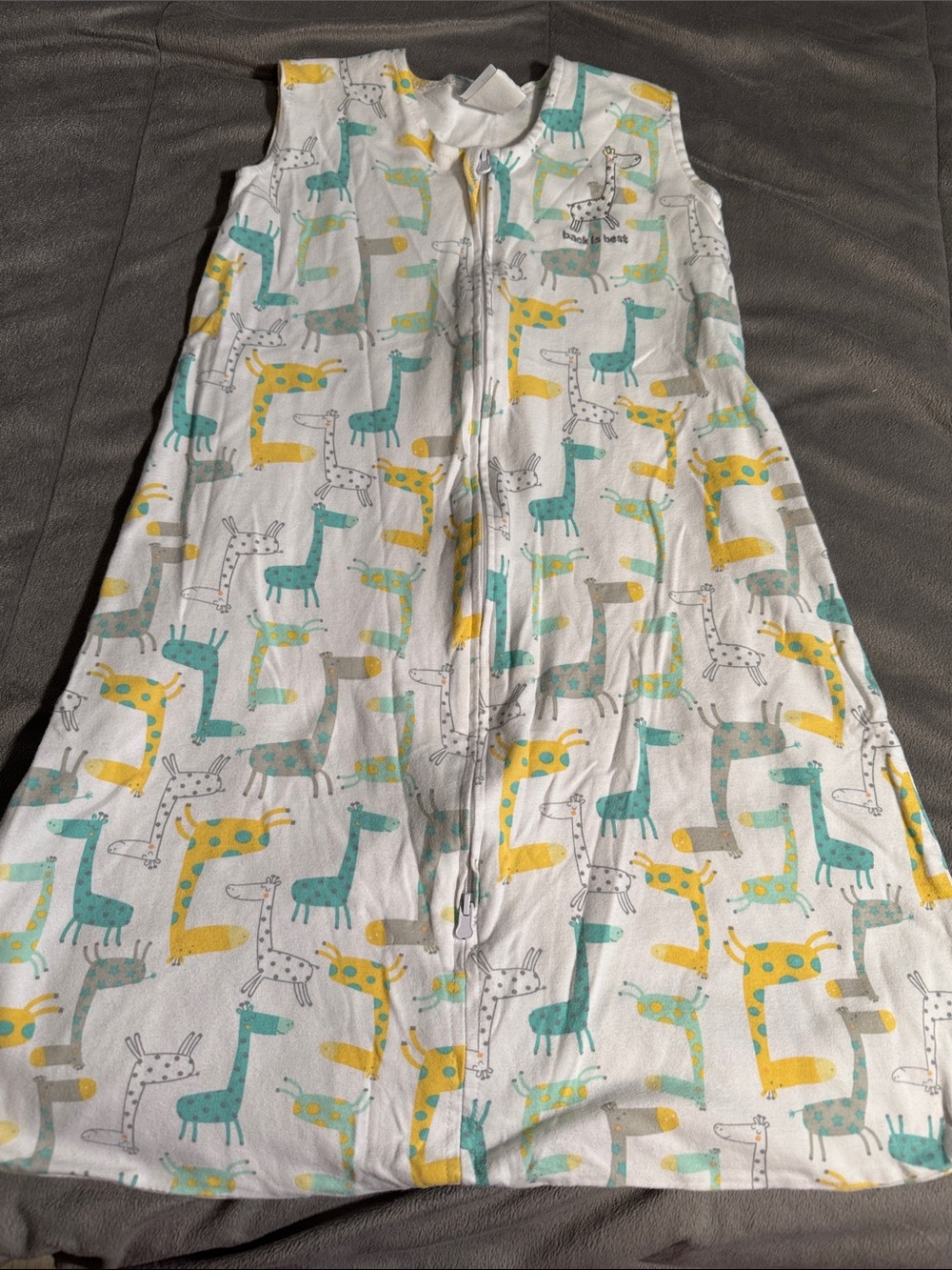 Halo Yellow, Teal & gray Giraffe Print Sleeveless Sleep Sack baby 6-12 months